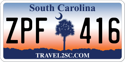 SC license plate ZPF416
