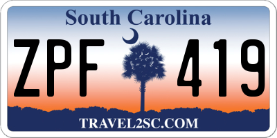 SC license plate ZPF419