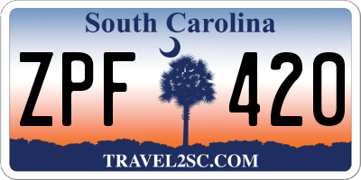 SC license plate ZPF420