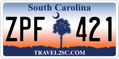 SC license plate ZPF421