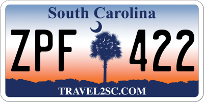 SC license plate ZPF422