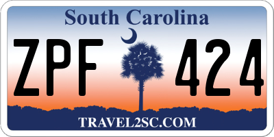 SC license plate ZPF424