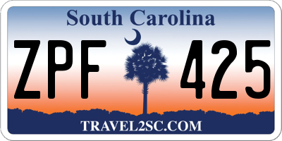 SC license plate ZPF425