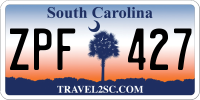 SC license plate ZPF427