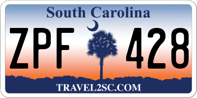 SC license plate ZPF428