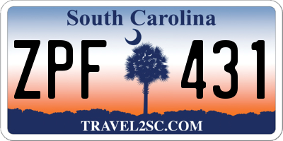 SC license plate ZPF431