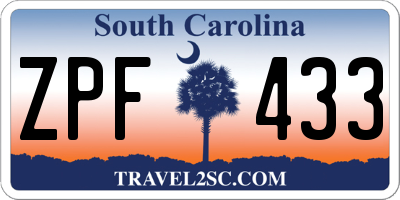 SC license plate ZPF433