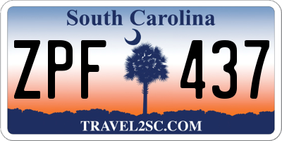 SC license plate ZPF437