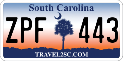 SC license plate ZPF443