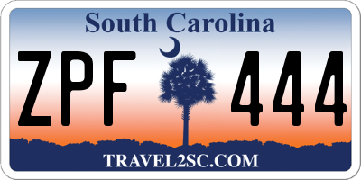 SC license plate ZPF444