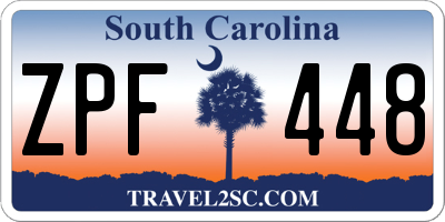 SC license plate ZPF448