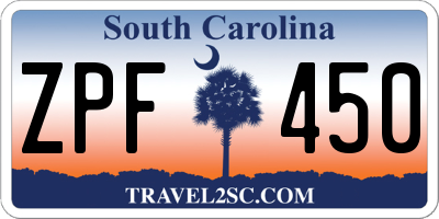 SC license plate ZPF450