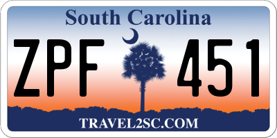 SC license plate ZPF451