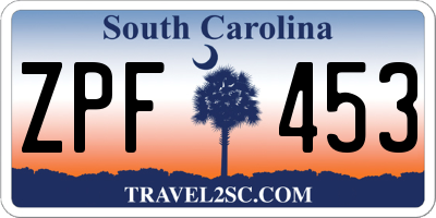 SC license plate ZPF453