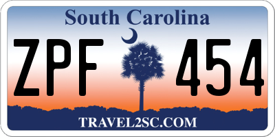 SC license plate ZPF454
