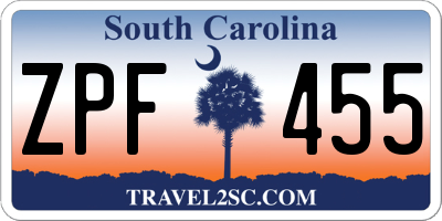 SC license plate ZPF455