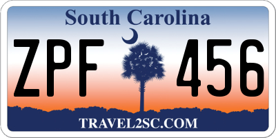 SC license plate ZPF456