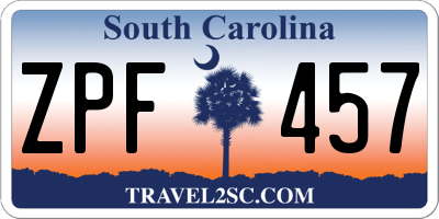 SC license plate ZPF457