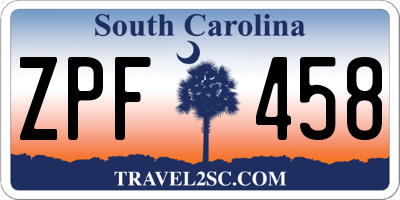 SC license plate ZPF458