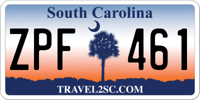 SC license plate ZPF461