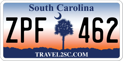 SC license plate ZPF462