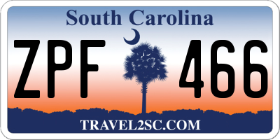SC license plate ZPF466