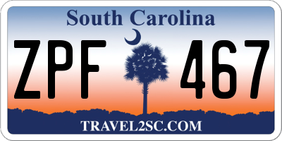 SC license plate ZPF467