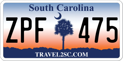 SC license plate ZPF475