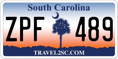 SC license plate ZPF489