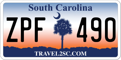 SC license plate ZPF490