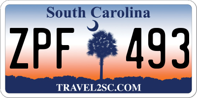 SC license plate ZPF493