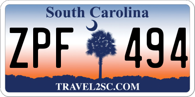 SC license plate ZPF494