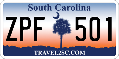 SC license plate ZPF501