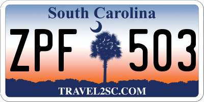 SC license plate ZPF503