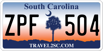 SC license plate ZPF504