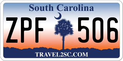 SC license plate ZPF506