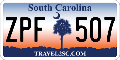SC license plate ZPF507