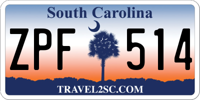 SC license plate ZPF514
