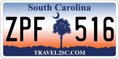 SC license plate ZPF516