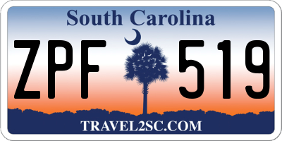 SC license plate ZPF519