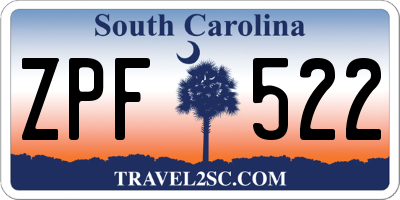SC license plate ZPF522