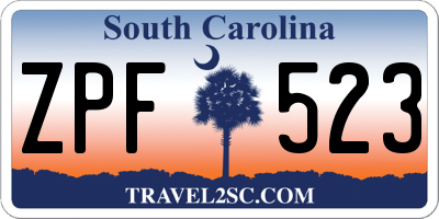 SC license plate ZPF523