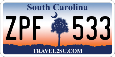 SC license plate ZPF533