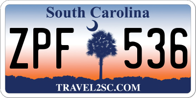 SC license plate ZPF536