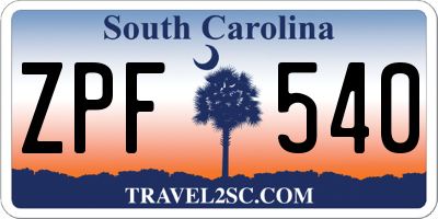 SC license plate ZPF540
