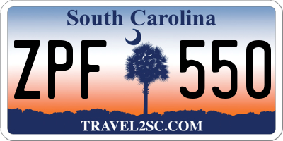 SC license plate ZPF550