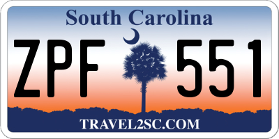 SC license plate ZPF551