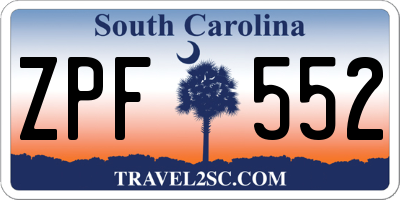 SC license plate ZPF552