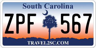 SC license plate ZPF567