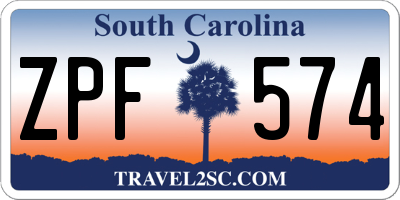 SC license plate ZPF574